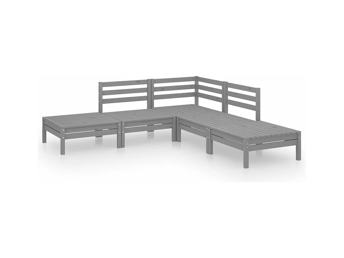 Mobili da giardino mobili da esterno set di mobili 5 pezzi in legno massello di pino grigio 02_0016558