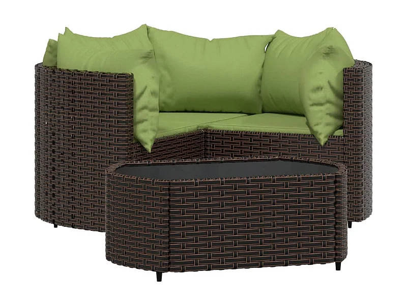 Muebles de jardín muebles de exterior juego de muebles de 4 piezas con cojines marrones resina tejida 02_0016157