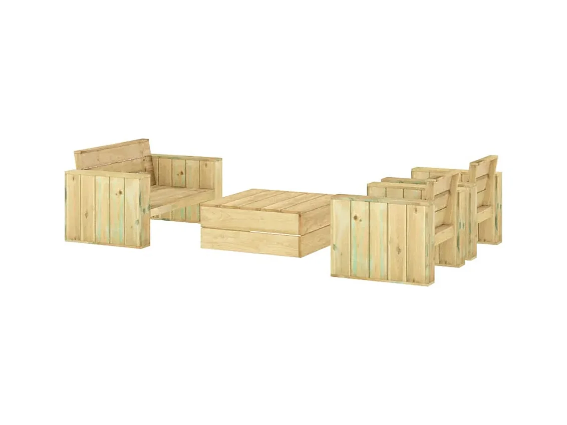 Muebles de jardín muebles de exterior juego de muebles 4 piezas madera maciza de pino impregnada 02_0016249