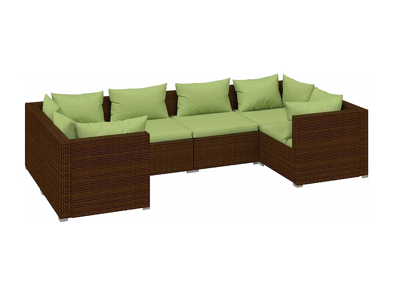Muebles de jardín muebles de exterior juego de muebles de 6 piezas con cojines de resina tejida marrón 02_0016894