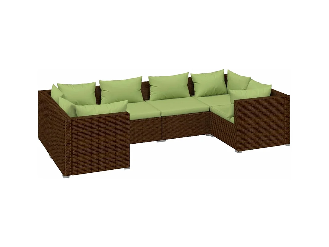 Mobili da giardino mobili da esterno Set di mobili da 6 pezzi con cuscini in resina intrecciata marrone 02_0016894