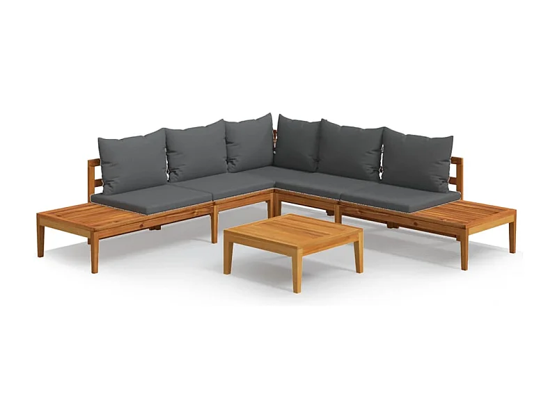 Muebles de jardín muebles de exterior juego de muebles de 4 piezas con cojines gris oscuro madera de acacia 02_0016137