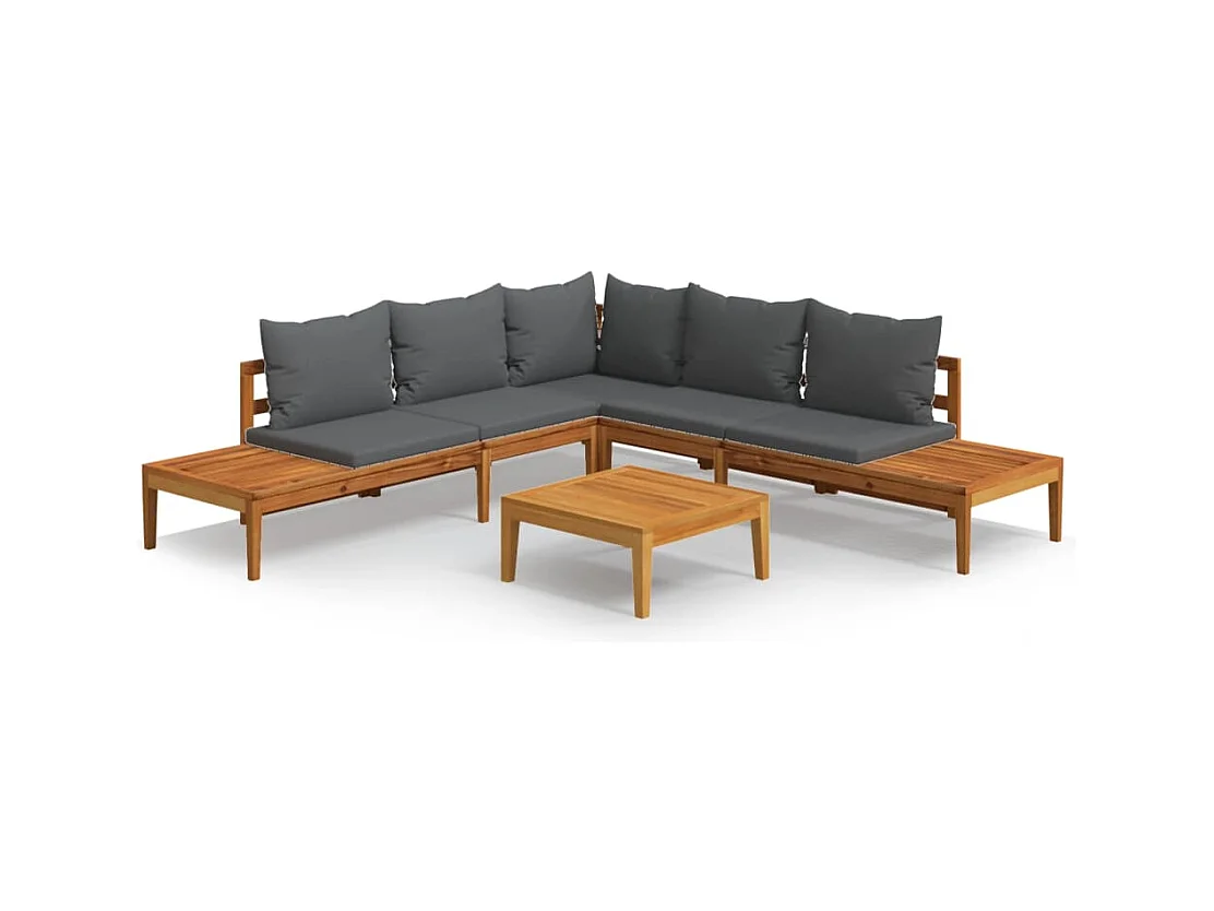 Mobili da giardino mobili da esterno Set di mobili da 4 pezzi con cuscini grigio scuro in legno di acacia 02_0016137