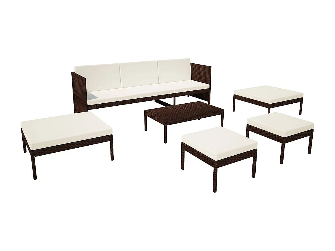 Salon de jardin meuble résine marron 180 x 58 x 58 cm 02_0016889