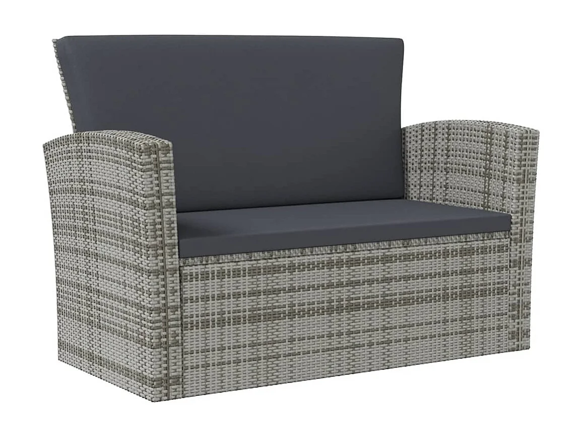 Muebles de jardín muebles de exterior juego de muebles de 8 piezas con cojines de resina tejida gris 02_0017694