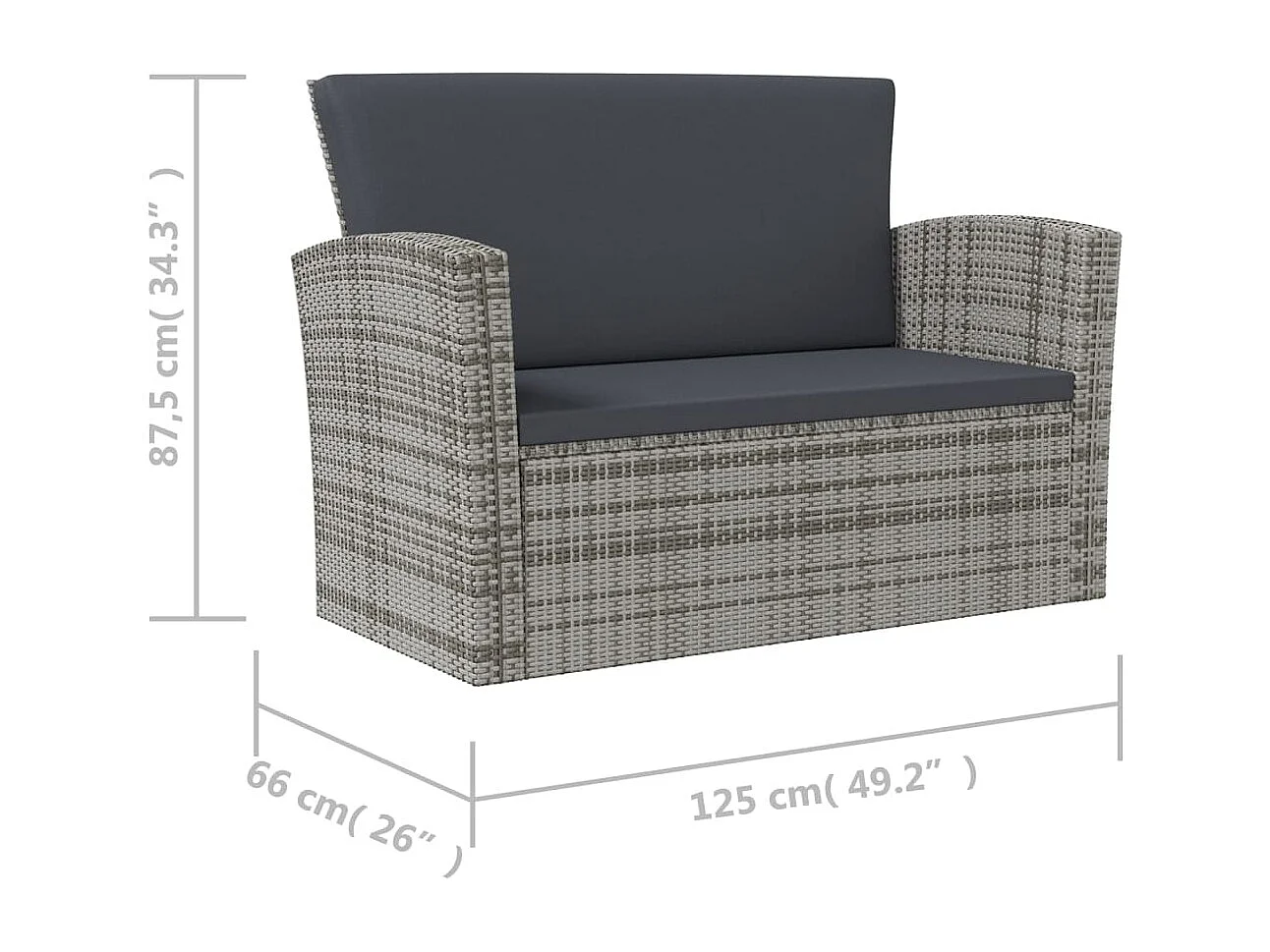 Mobili da giardino mobili da esterno Set di mobili da 8 pezzi con cuscini in resina intrecciata grigia 02_0017694