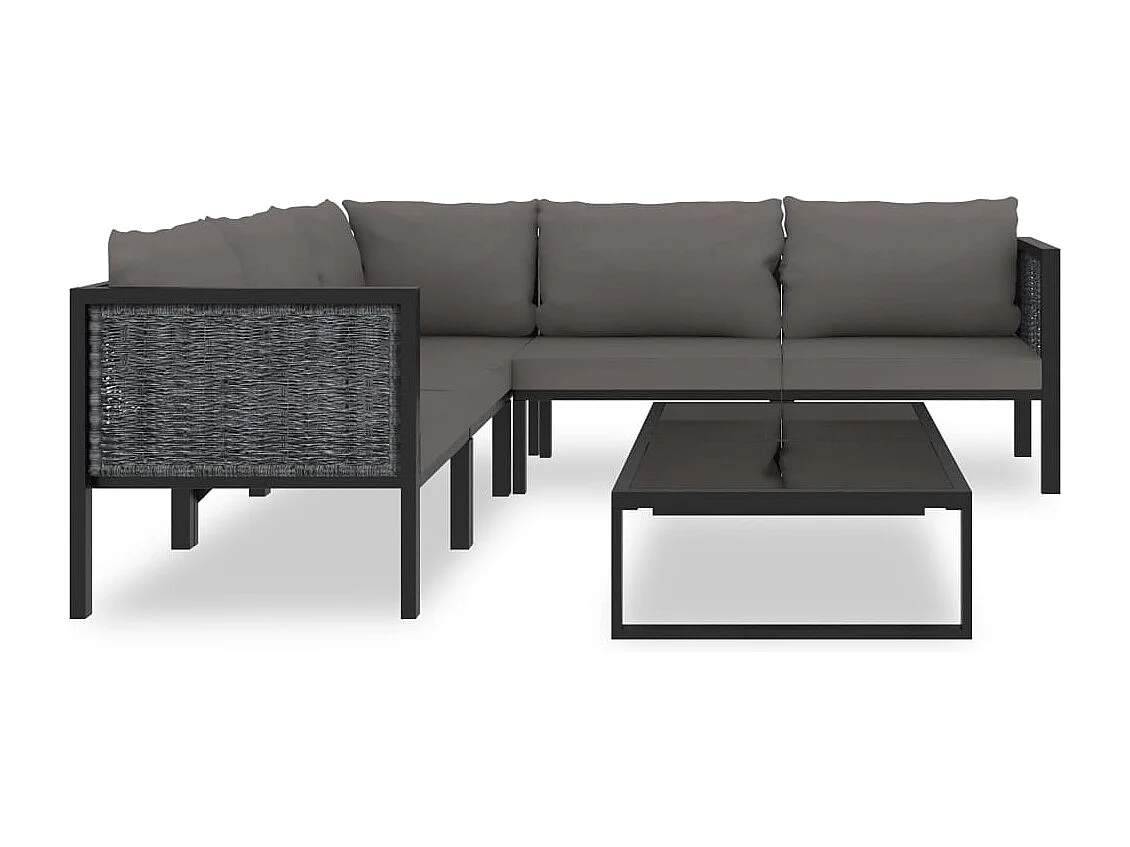 Muebles de jardín muebles de exterior Juego de muebles de 6 piezas con cojines de resina tejida antracita 02_0016852