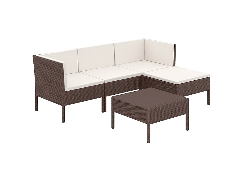 Mobili da giardino mobili da esterno Set di mobili da 5 pezzi con cuscini in resina intrecciata marrone 02_0016463