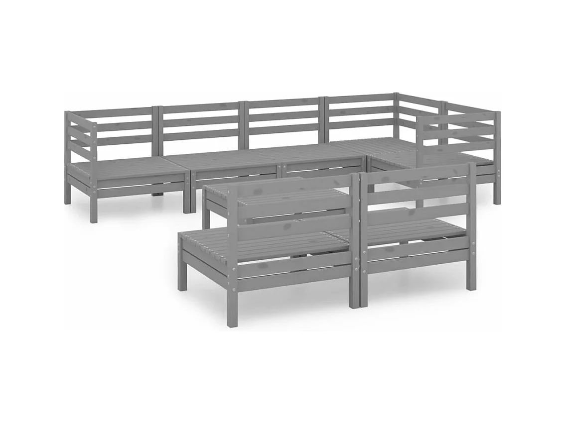 Mobili da giardino mobili da esterno set di mobili 8 pezzi in legno di pino massiccio grigio 02_0017839