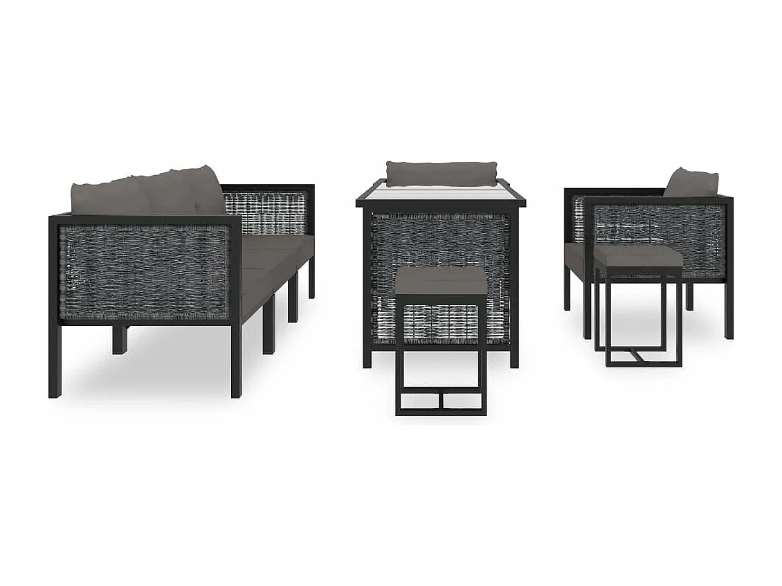 Mobili da giardino mobili da esterno Set di mobili da 8 pezzi con cuscini in resina intrecciata antracite 02_0017668