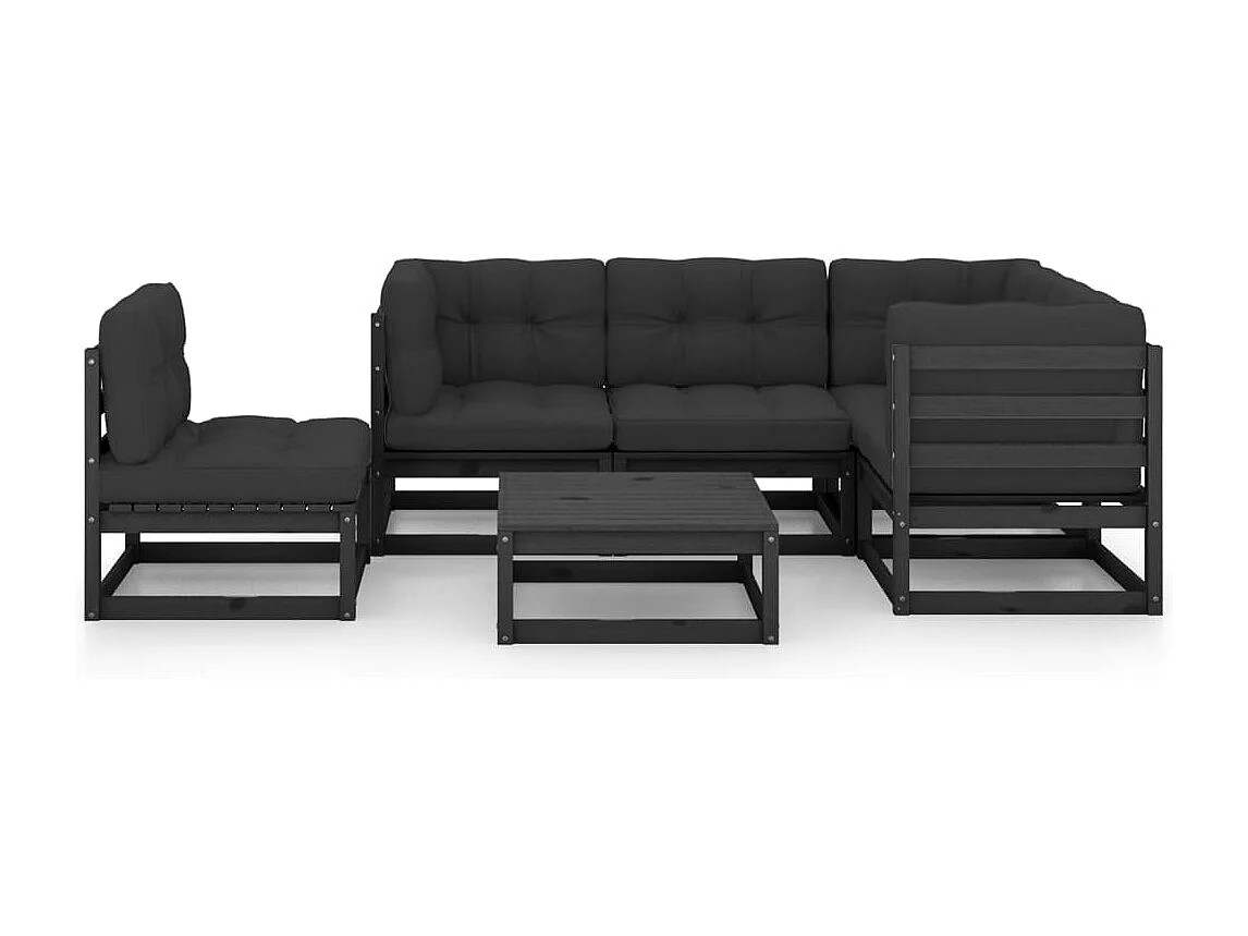 Muebles de jardín muebles de exterior juego de muebles de 6 piezas con cojines de madera maciza de pino 02_0016697