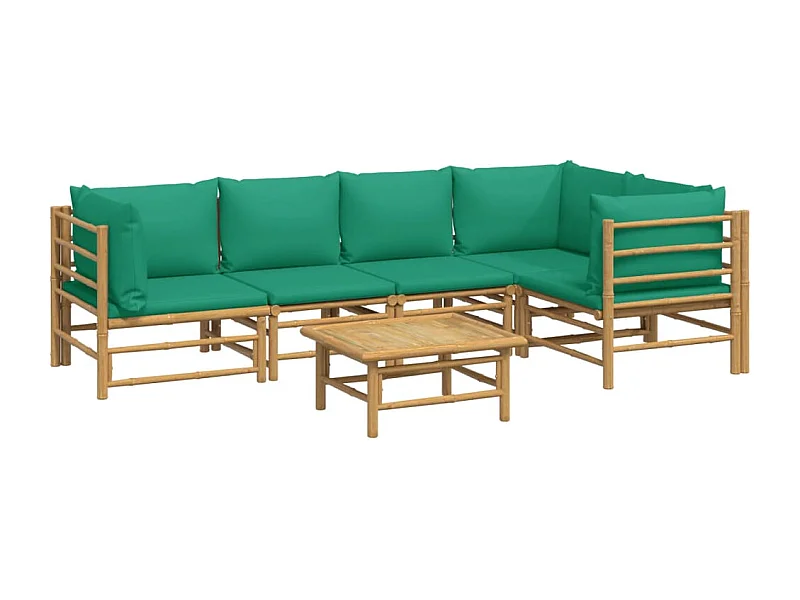 Mobili da giardino mobili da esterno Set di mobili da 6 pezzi con cuscini in bambù verde 02_0016955