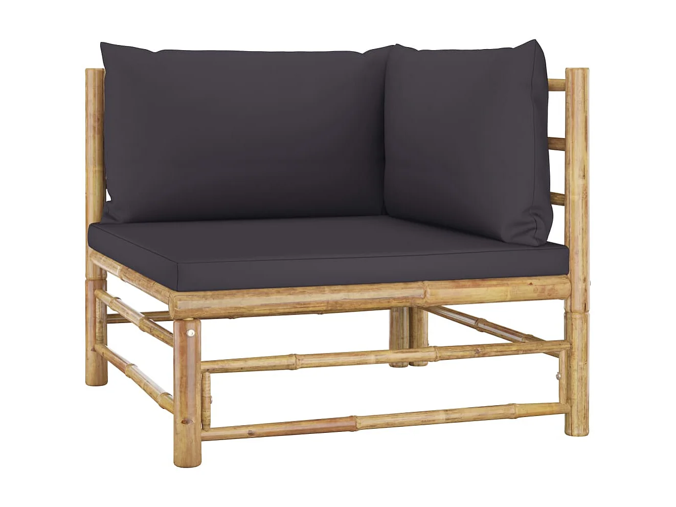 Muebles de jardín muebles de exterior juego de muebles de 7 piezas con cojines de bambú gris oscuro 02_0017196