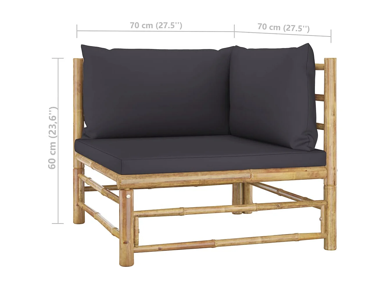 Muebles de jardín muebles de exterior juego de muebles de 7 piezas con cojines de bambú gris oscuro 02_0017196