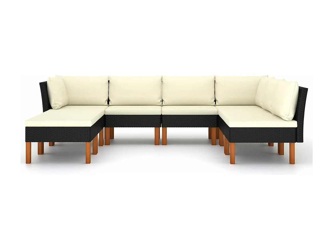 Mobili da giardino mobili da esterno Set di mobili da 8 pezzi con cuscini in resina intrecciata nera 02_0017737