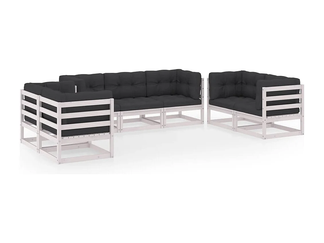 Muebles de jardín muebles de exterior juego de muebles de 7 piezas con cojines de madera maciza de pino 02_0017125