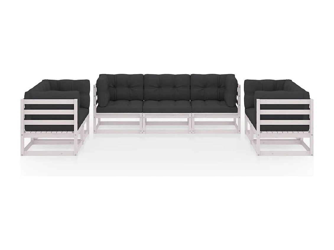 Muebles de jardín muebles de exterior juego de muebles de 7 piezas con cojines de madera maciza de pino 02_0017125