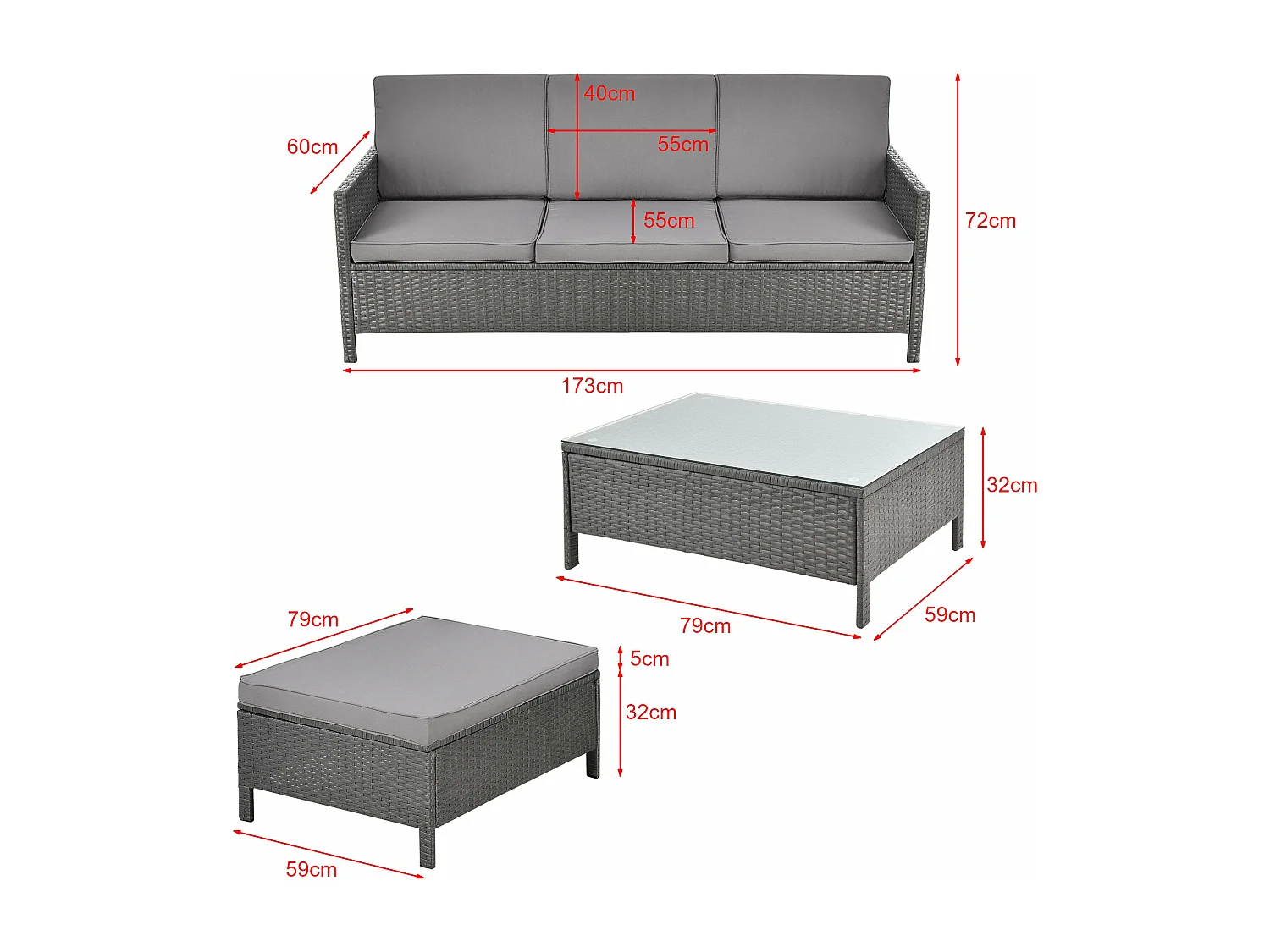 Salon de jardin design 173 x 60 x 72 cm 03_0006027