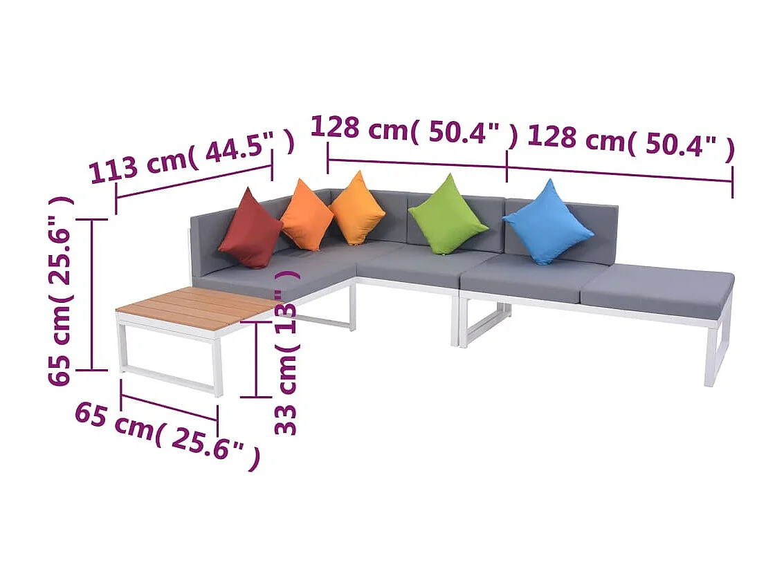 Salon de jardin meuble aluminium 128 x 66 x 65 cm 02_0016077
