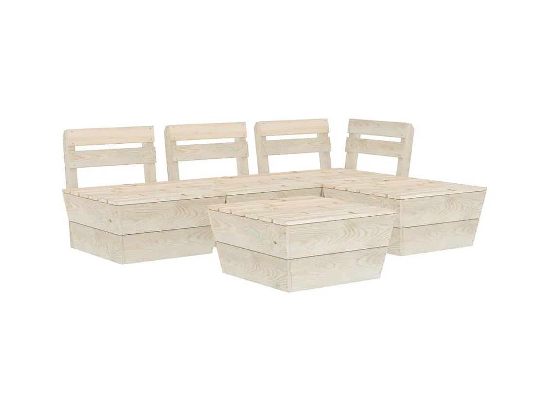 Mobili da giardino mobili da esterno set di mobili su pallet 5 pezzi in legno di abete rosso impregnato 02_0018418
