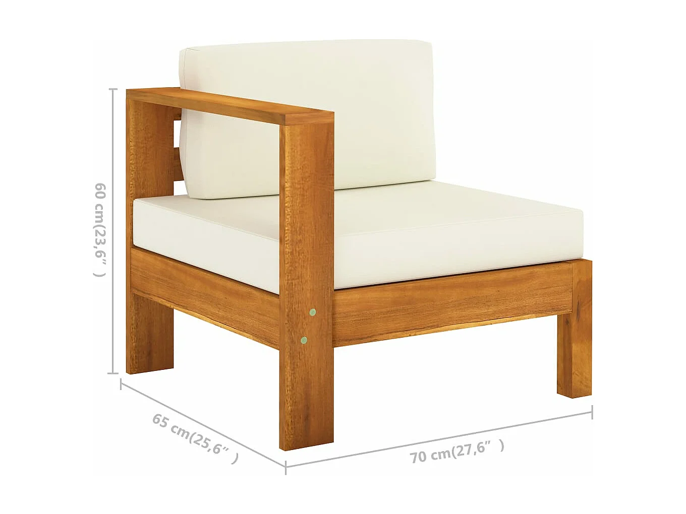 Mobili da giardino mobili da esterno Set di mobili da 7 pezzi con cuscini bianco crema in legno di acacia 02_0017087