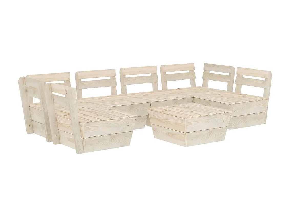 Móveis de jardim móveis de exterior conjunto de móveis de paletes 7 peças madeira de abeto impregnada 02_0018506