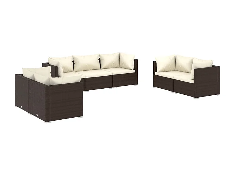 Muebles de jardín muebles de exterior juego de muebles de 7 piezas con cojines de resina tejida marrón 02_0017302