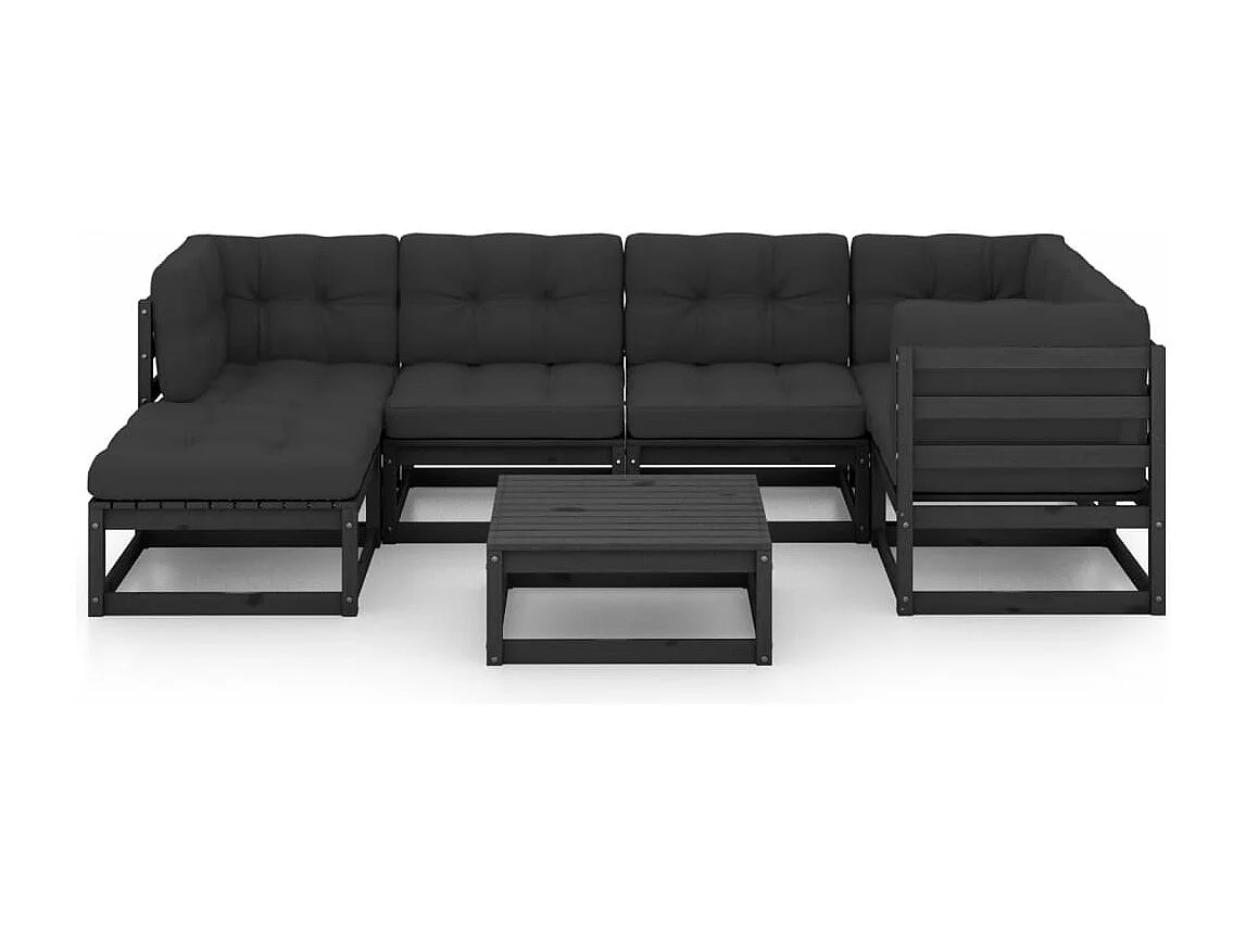 Muebles de jardín muebles de exterior juego de muebles de 7 piezas con cojines de madera maciza de pino 02_0017116