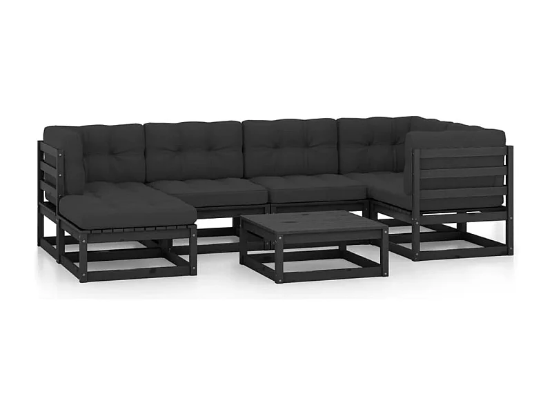 Muebles de jardín muebles de exterior juego de muebles de 7 piezas con cojines de madera maciza de pino 02_0017116