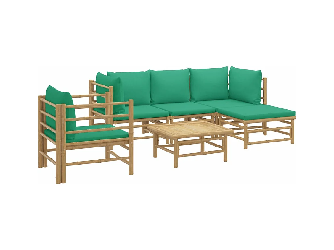 Mobili da giardino mobili da esterno Set di mobili da 6 pezzi con cuscini in bambù verde 02_0016957