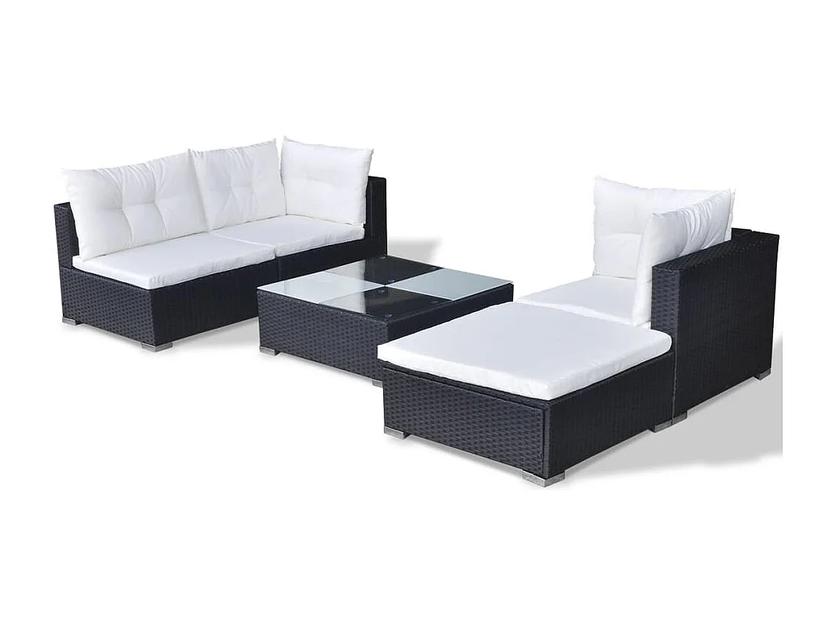 Salon de jardin meuble résine noire 70 x 70 x 52.5 cm 02_0016482