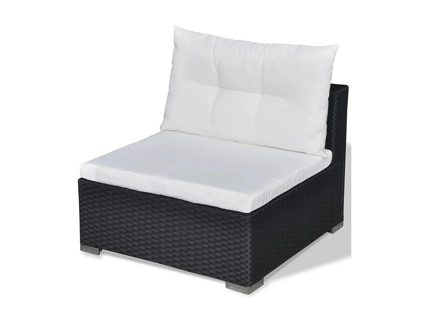 Mobili da giardino mobili da esterno Set di mobili da 5 pezzi con cuscini in resina intrecciata nera 02_0016482