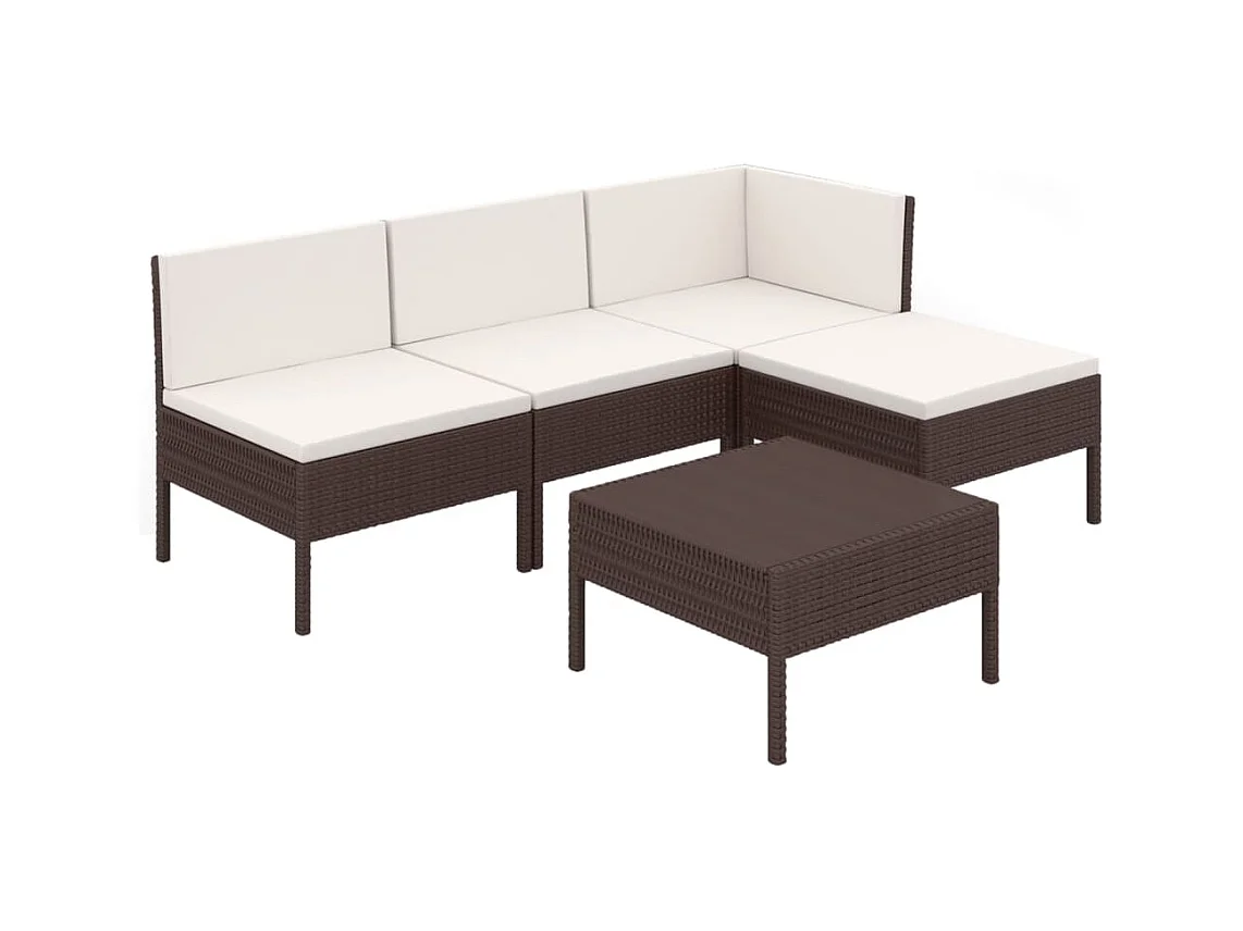 Mobili da giardino mobili da esterno Set di mobili da 5 pezzi con cuscini in resina intrecciata marrone 02_0016465
