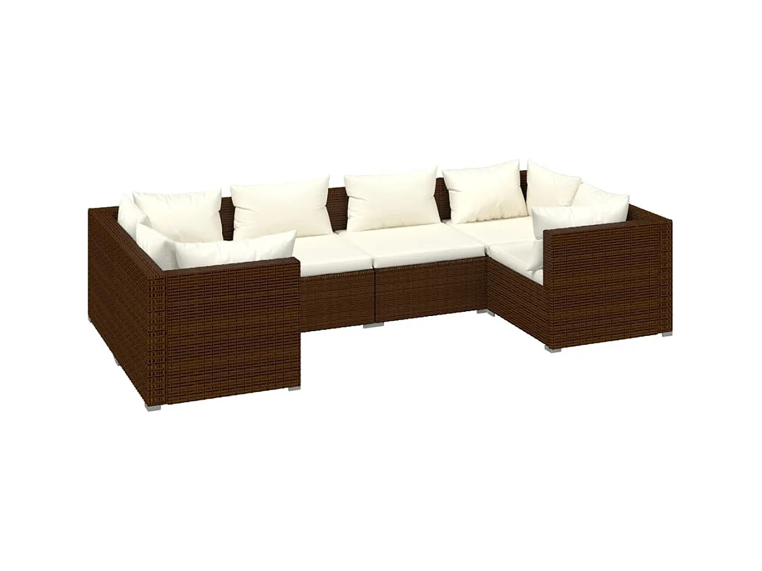 Mobili da giardino mobili da esterno Set di mobili da 6 pezzi con cuscini in resina intrecciata marrone 02_0016885