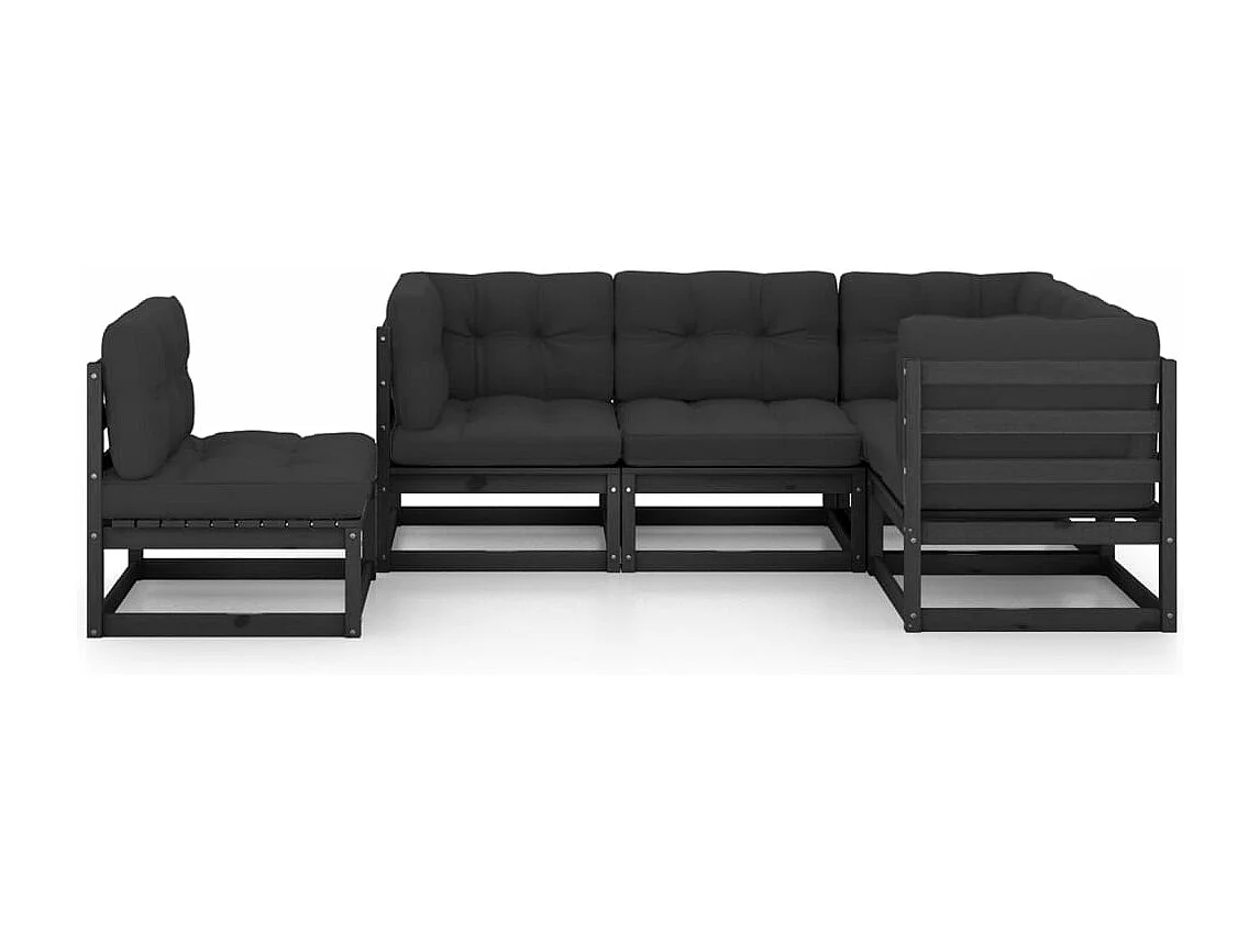 Muebles de jardín muebles de exterior juego de muebles de 5 piezas con cojines de madera maciza de pino 02_0016320