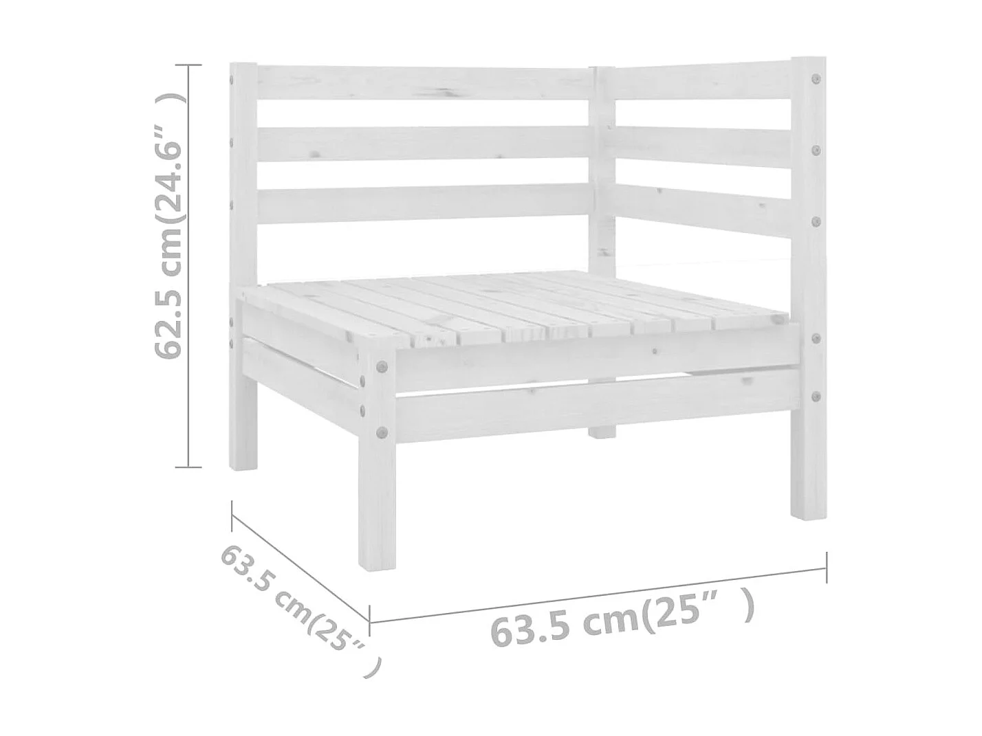 Salon de jardin meuble bois blanche 63.5 x 63.5 x 62.5 cm 02_0016963