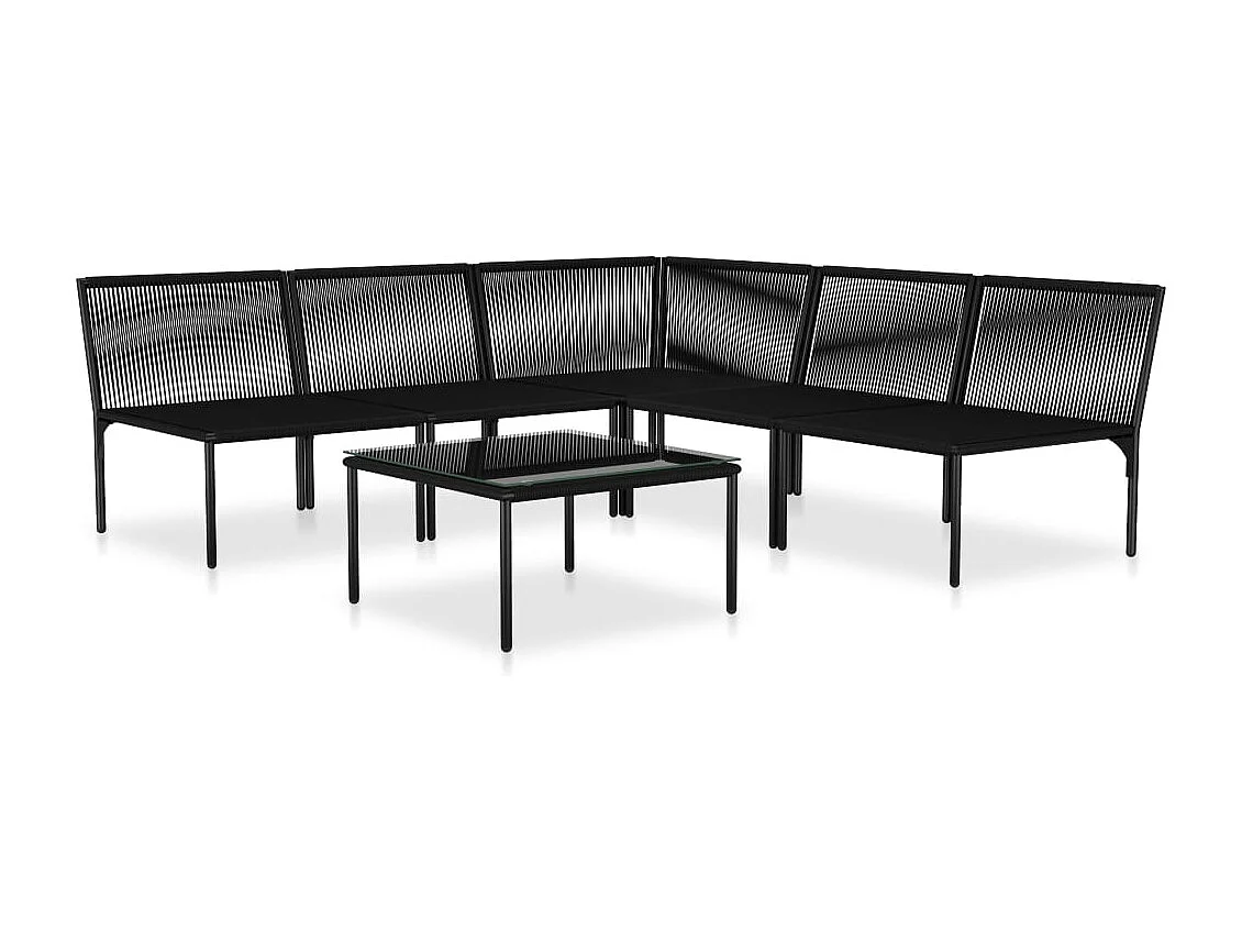 Mobili da giardino mobili da esterno Set di mobili da 6 pezzi con cuscini in PVC nero 02_0016837