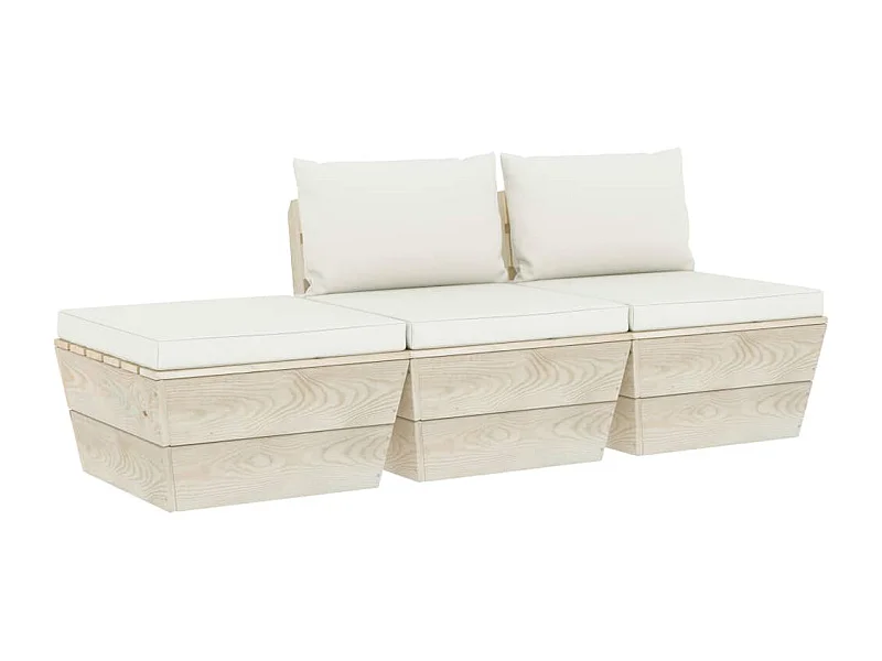 Conjunto de móveis de jardim para exterior conjunto de móveis de paletes de 3 peças com almofadas abeto impregnado 02_0018367