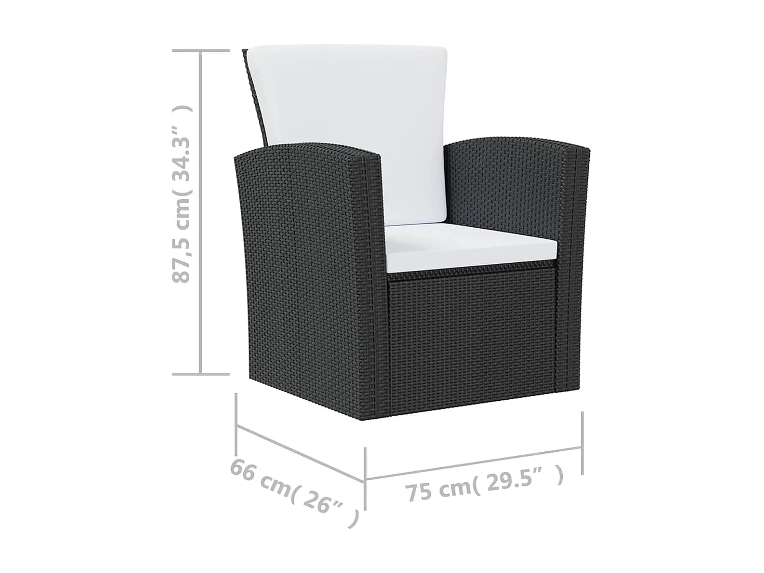 Salon de jardin meuble résine noire 125 x 66 x 87.5 cm 02_0017732