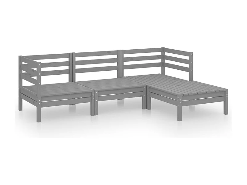 Mobili da giardino mobili da esterno set di mobili 4 pezzi in legno massello di pino grigio 02_0016241