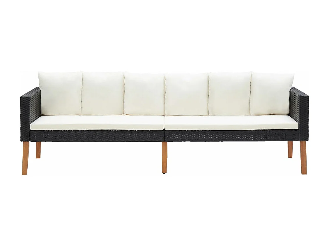 Móveis de jardim móveis de exterior Conjunto de móveis de 2 peças com almofadas de resina tecida preta 02_0015908