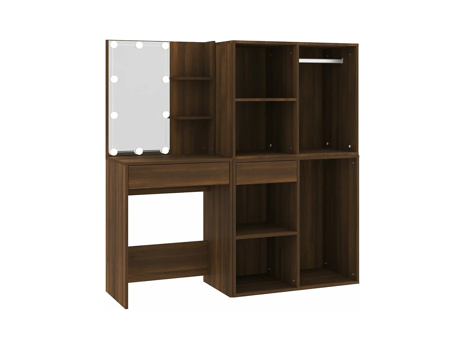 Toeletta tavolo da trucco mobili di design mobili per camera da letto 60 x 40 x 140 cm led con armadi in MDF rovere marrone 02_0006374