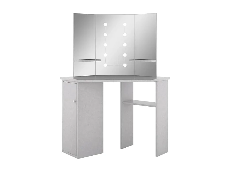 Penteadeira mesa de maquiagem móveis de design móveis de quarto de canto com LED 111 x 54 x 141,5 cm cinza 02_0006390