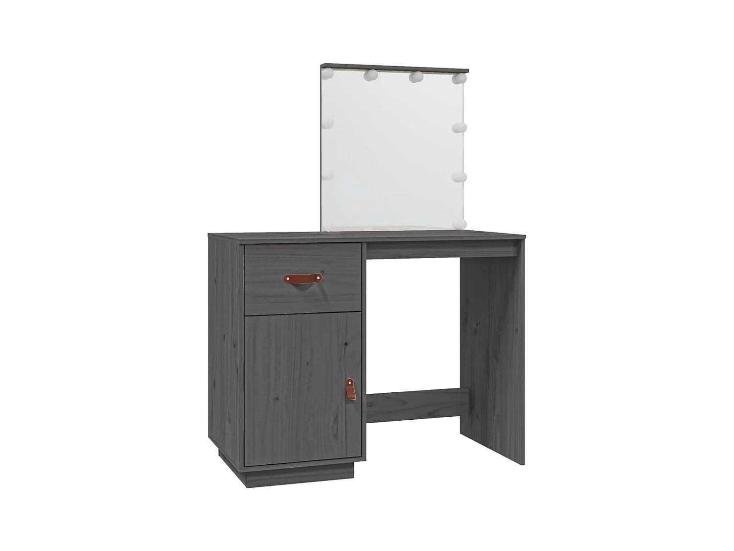 Tavolo da trucco tavolo da trucco mobile di design mobile per camera da letto con LED 95 x 50 x 133,5 cm legno massello di pino grigio 02_0006375