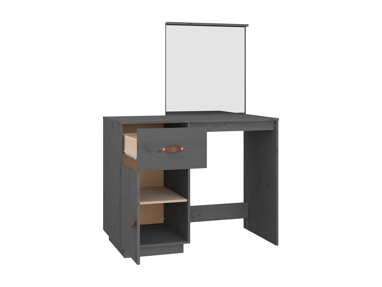 Toeletta tavolo da trucco mobili di design mobili per camera da letto 95 x 50 x 134 cm legno massello di pino grigio 02_0006385