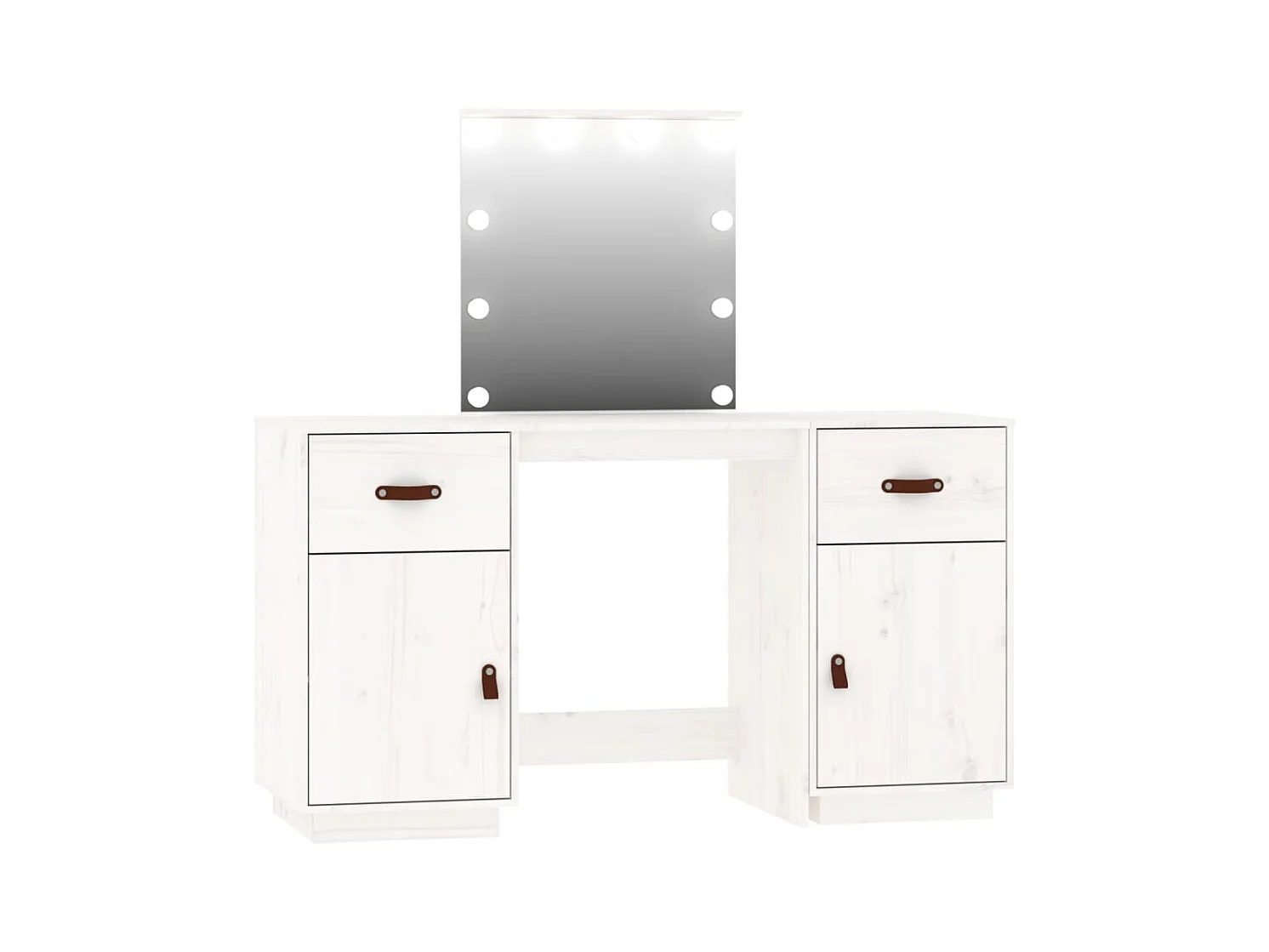 Set toeletta con LED 135 x 50 x 135 cm in legno massello di pino bianco 02_0006218