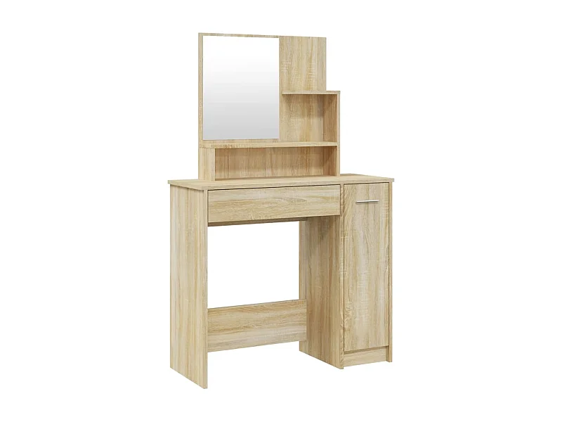 Tocador de diseño moderno con espejo 86,5 x 35 x 136 cm beige 02_0006294