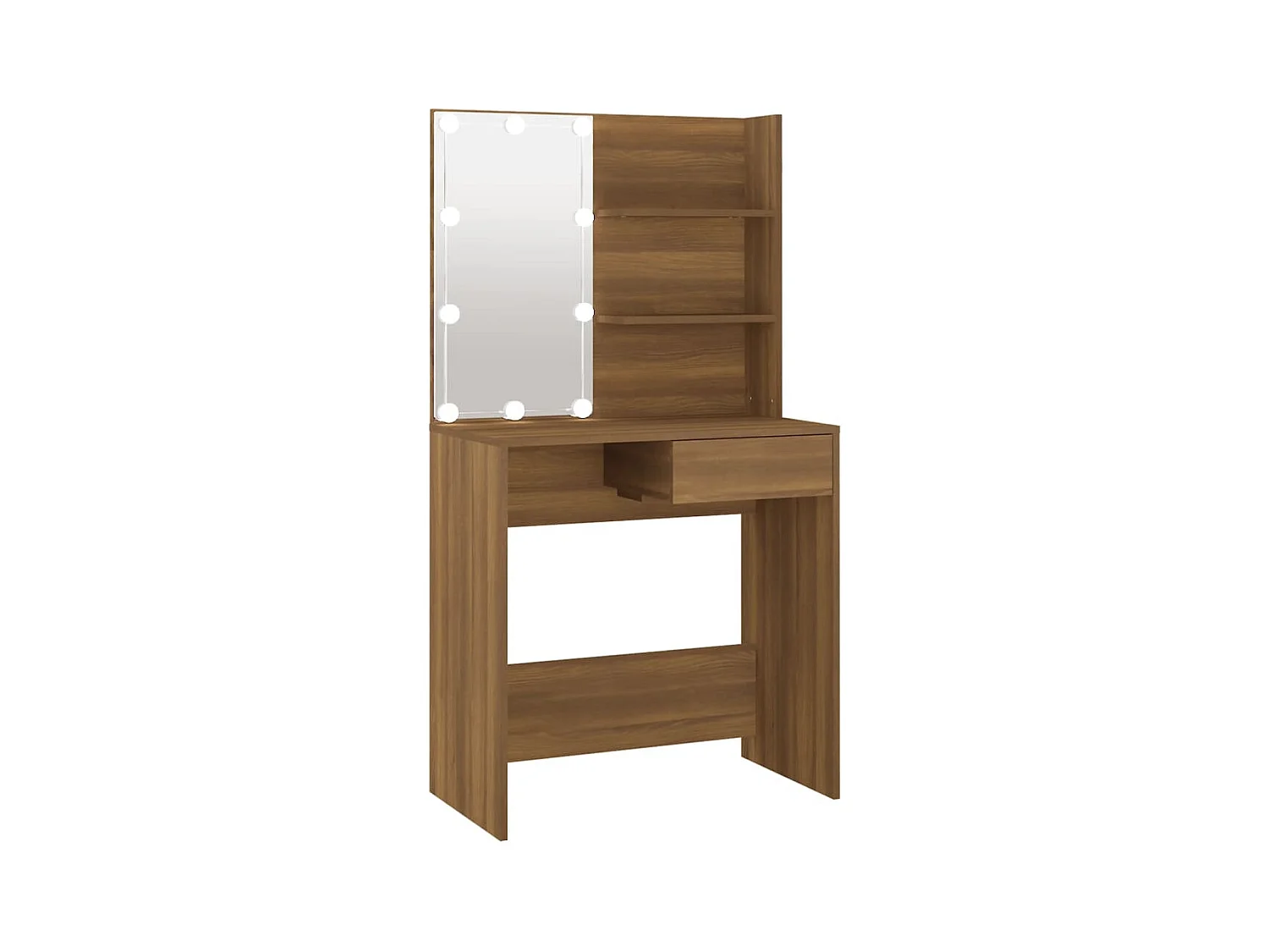 Toeletta tavolo da trucco mobile di design mobile per camera da letto con LED rovere 74,5 x 40 x 141 cm marrone 02_0006299