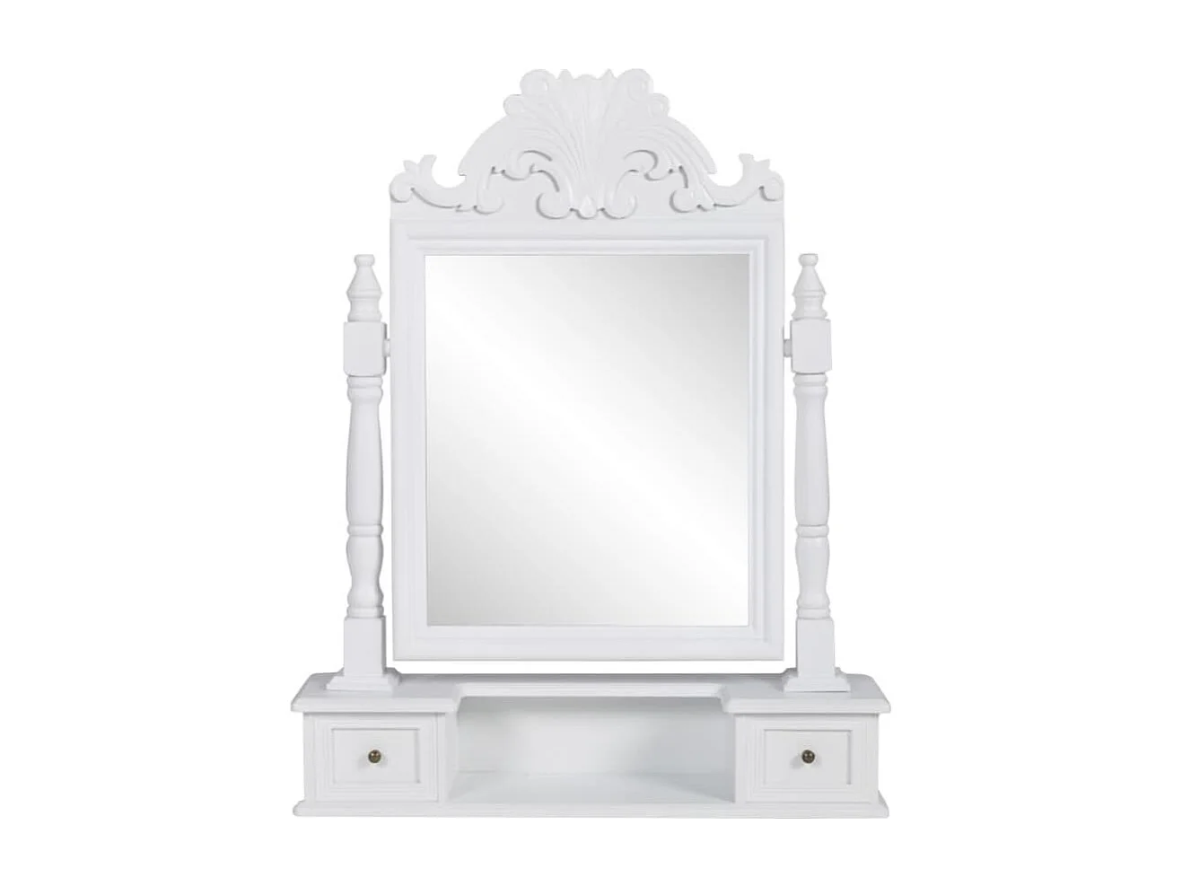 Coiffeuse avec miroir pivotant effet bois blanche 60 x 12.5 x 74 cm 02_0006408