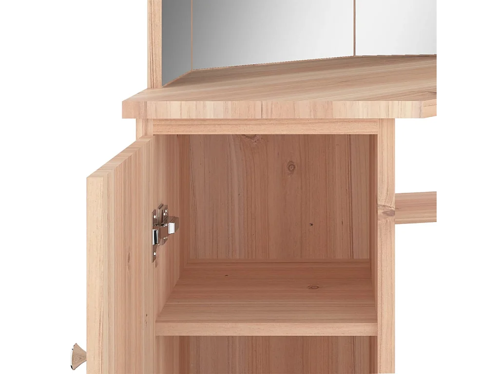 Tocador mesa de maquillaje de diseño mueble de dormitorio esquinero con iluminación LED 111 x 54 x 141,5 cm roble 02_0006356